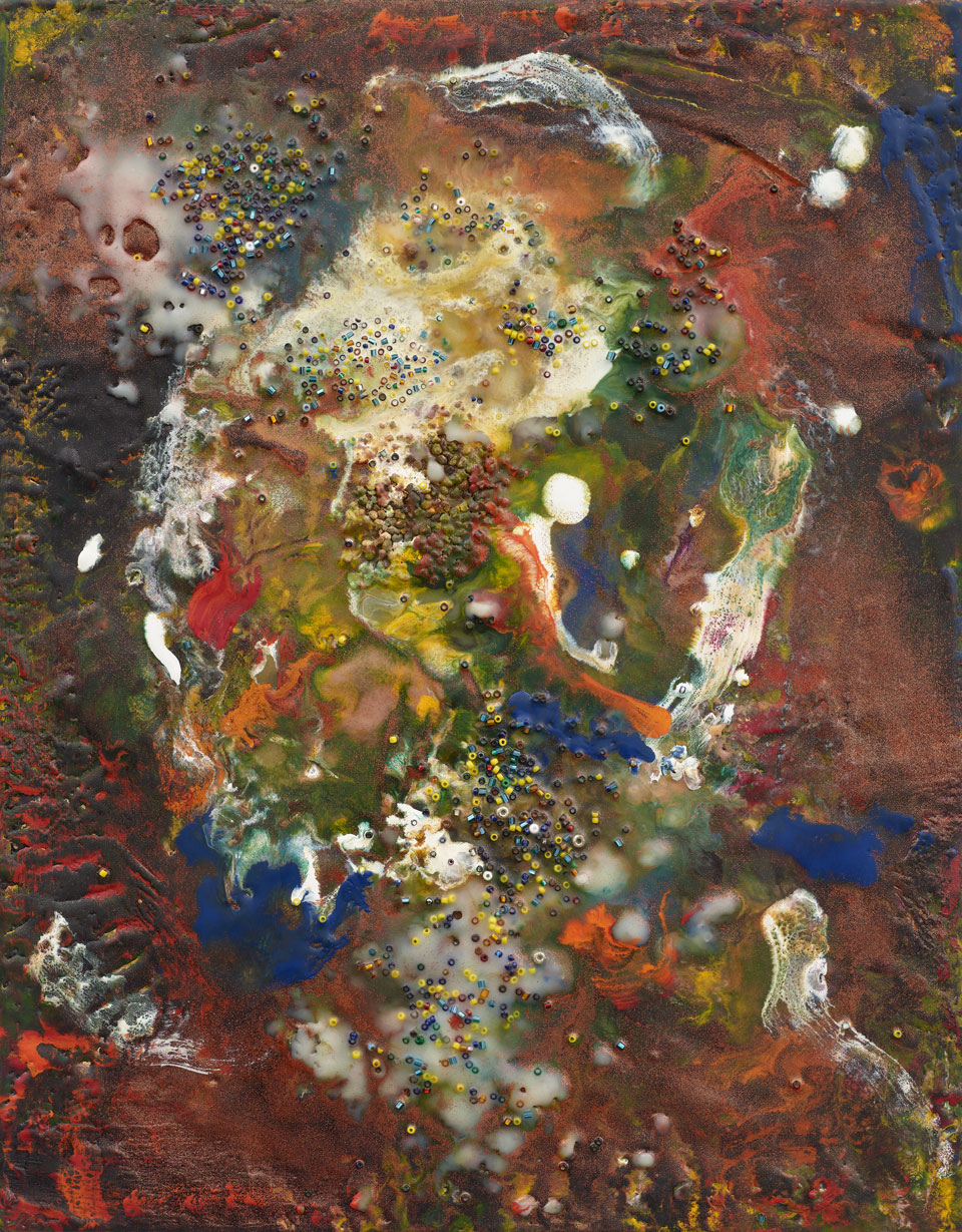 Geodes, 2021, Encaustic on wood panel, 18 X 24 in