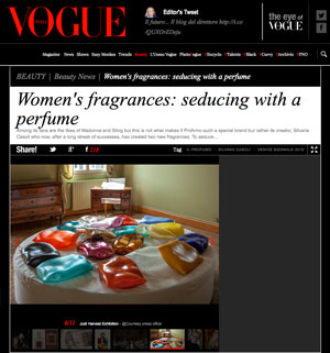 VOGUE ITALIA, July 8, 2015 feared an article about Dialogue of Fire and Judi Harvest's Room of Dreams.