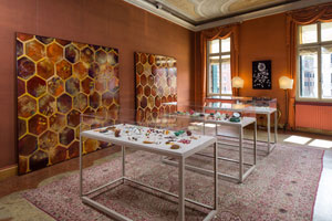 During 2017’s Venice Art Biennale, artist Judi Harvest displays glasswork, paintings and a video installation in PROPAGATION: Bees + Seeds, part of Beauty and the Beast, an exhibition in Palazzo Tiepolo Passi, 2774 San Polo, Venice.